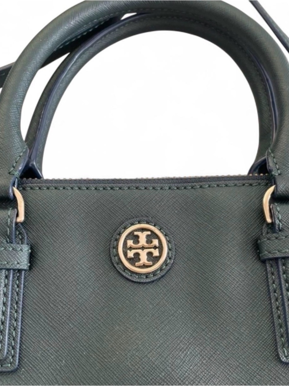 Tory Burch Dark Green Leather Satchel - Robinson - Picture 6 of 8
